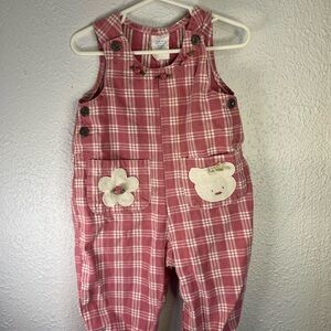 Vintage OshKosh B'gosh Pink Plaid Overalls with Cute Pockets